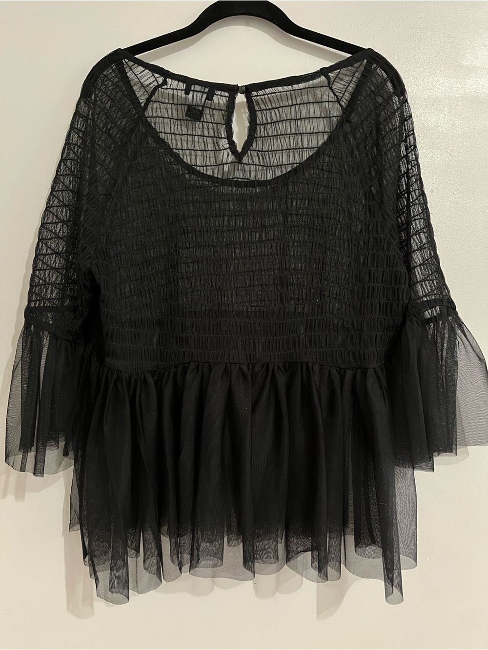 Black Sheer Mesh Peplum Top - Women's Torrid size 0/Large
